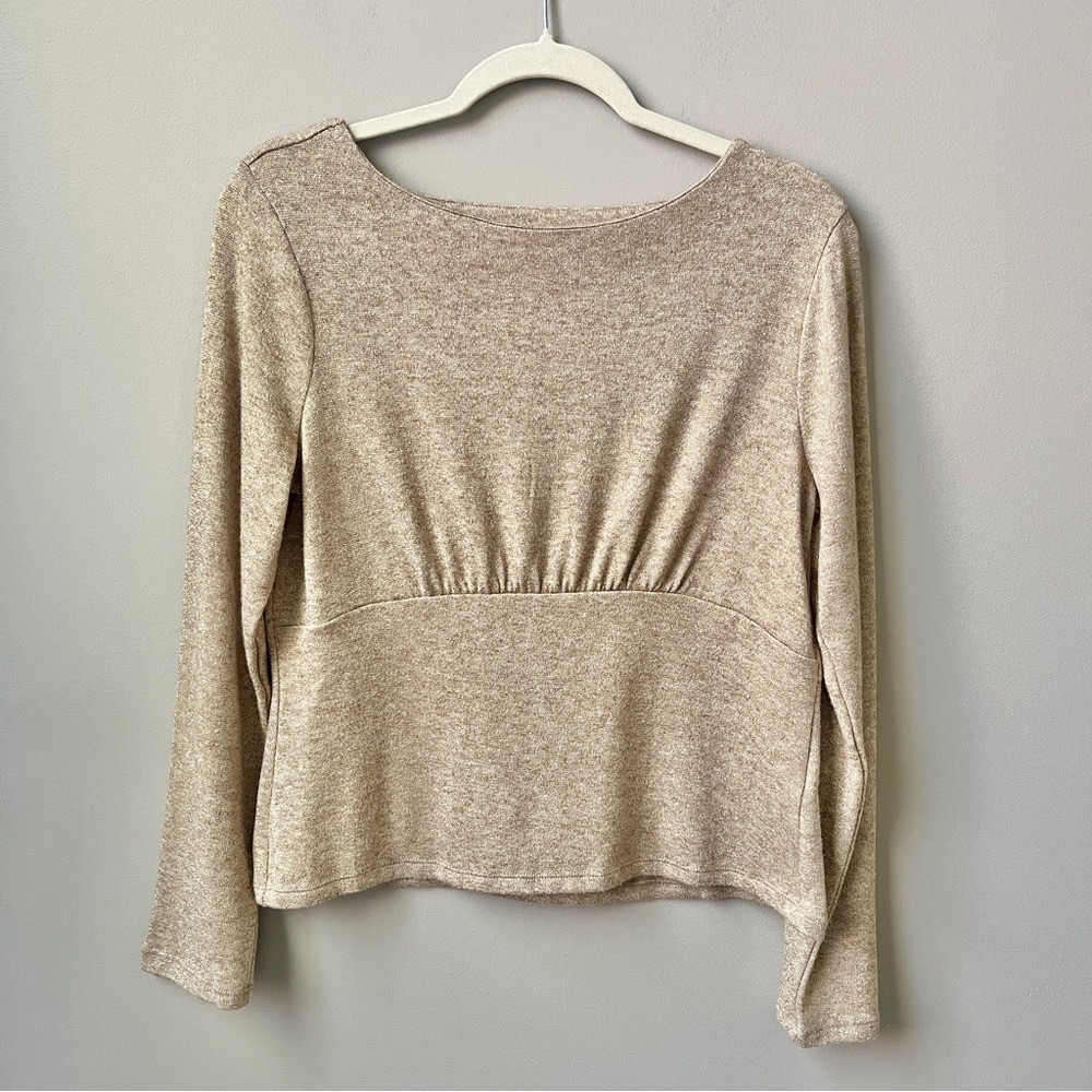 Banana Republic Knit Top Women's Medium Gold Metallic Knit Stretch Feminine